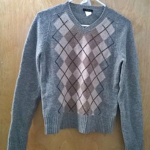 J. Crew Classic Argyle Pure Lambs Wool Sweater